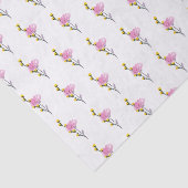 Patroon van wilde bloemen roze en geel eenvoudig b tissuepapier (Detail)