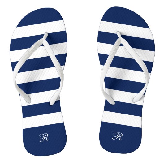 Patroon van witte en blauwe strepen teenslippers (Voetbed)