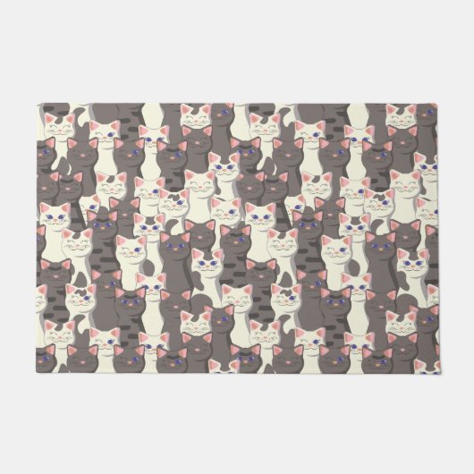 Patroon van witte en grijze katten deurmat (Voorkant)