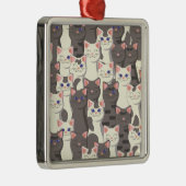 Patroon van witte en grijze katten metalen ornament (Rechts)