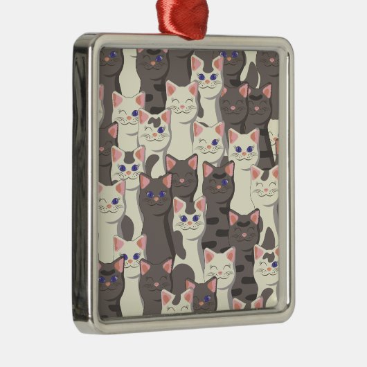 Patroon van witte en grijze katten metalen ornament (Rechts)