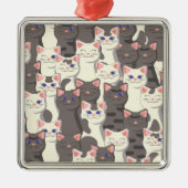 Patroon van witte en grijze katten metalen ornament (Voorkant)