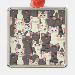 Patroon van witte en grijze katten metalen ornament