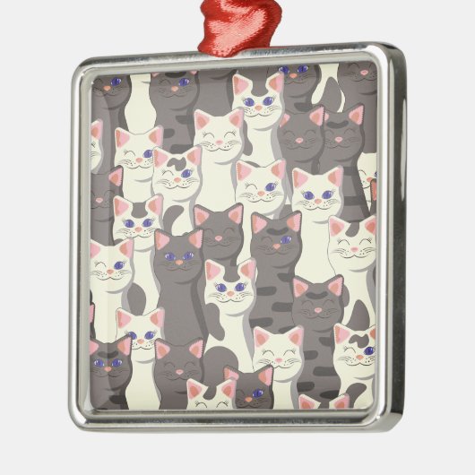 Patroon van witte en grijze katten metalen ornament (Links)