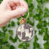 Patroon van witte en grijze katten sleutelhanger (Hand)