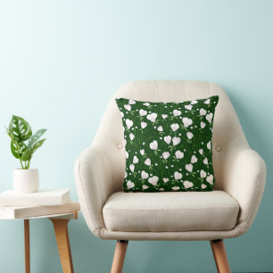 Patroon van witte hartvormige bloemen kussen