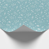 Patroon van witte sneeuwvlokken en planten cadeaupapier (Hoek)