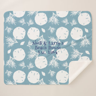 Patroon van zanddollars Blauw stranddeken Sherpa Deken