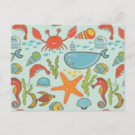 Patroon van zeedieren briefkaart