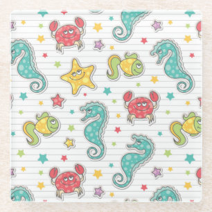 patroon van zeeen glazen onderzetter