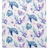 patroon van zeeen schildpadden en koralen douchegordijn (Voorkant)