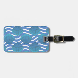 patroon van zeeschokken en golven bagagelabel