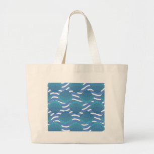 patroon van zeeschokken en golven grote tote bag