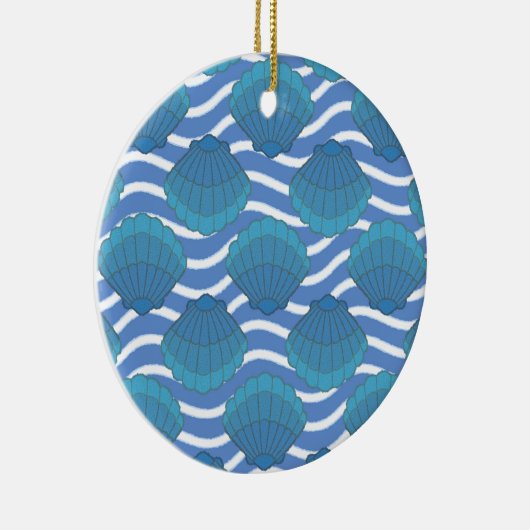  patroon van zeeschokken en golven keramisch ornament (Rechts)