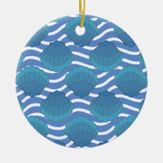  patroon van zeeschokken en golven keramisch ornament (Voorkant)