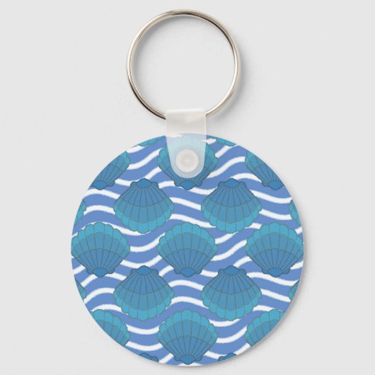  patroon van zeeschokken en golven sleutelhanger (Voorkant)