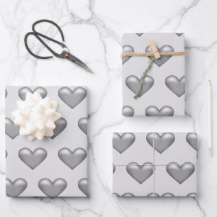 Patroon van zilvergrijze kleur harten inpakpapier vel