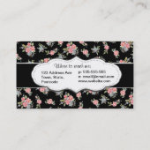 patroon van zwart en roze Roos Visitekaartje (Achterkant)