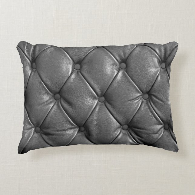 patroon van zwarte echte ledertextuur, waarbij geb accent kussen (Voorkant)