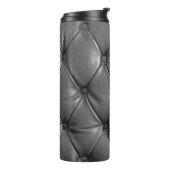 patroon van zwarte echte ledertextuur, waarbij geb thermosbeker (Gedraaid links)