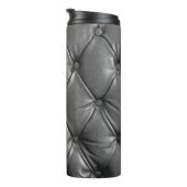 patroon van zwarte echte ledertextuur, waarbij geb thermosbeker (Geroteerd rechts)