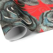 patroon van zwarte en rode rozen cadeaupapier (Rol Hoek)