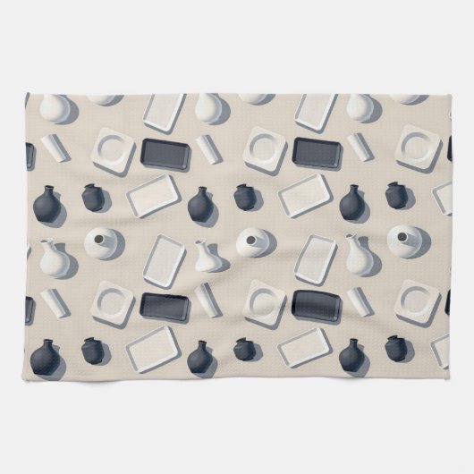 patroon van zwarte en witte cera theedoek (Horizontaal)