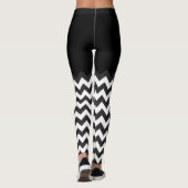 patroon van zwarte en witte Chevron-blokkering Leggings (Achterkant)