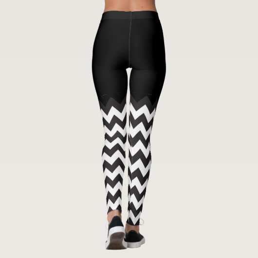 patroon van zwarte en witte Chevron-blokkering Leggings (Achterkant)