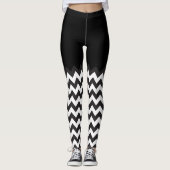 patroon van zwarte en witte Chevron-blokkering Leggings (Voorkant)