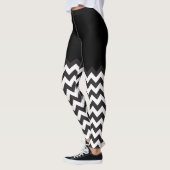 patroon van zwarte en witte Chevron-blokkering Leggings (Links)