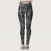 patroon van zwarte en witte fietsen leggings (Voorkant)