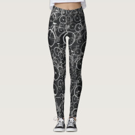 patroon van zwarte en witte fietsen leggings