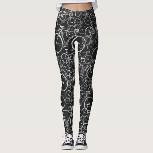 patroon van zwarte en witte fietsen leggings (Voorkant)