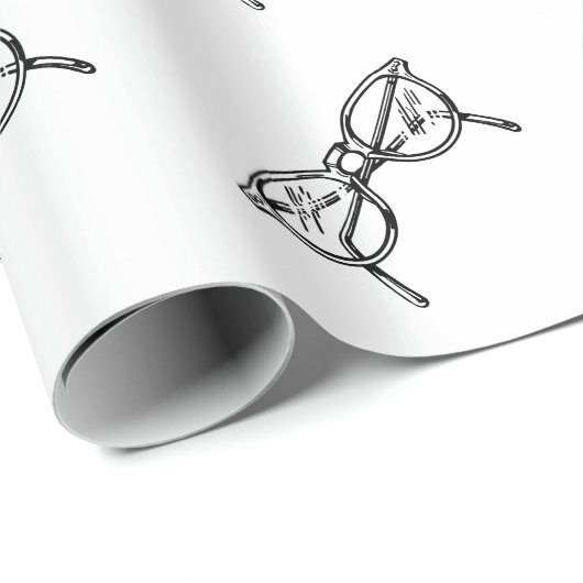 PATROON VAN ZWARTE EN WITTE NERD GLAS CADEAUPAPIER (Rol Hoek)