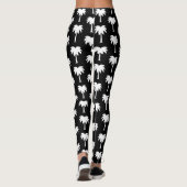 Patroon van zwarte en witte tropische palmen leggings (Achterkant)