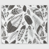 patroon van zwarte en witte veren cadeaupapier (Vlak)