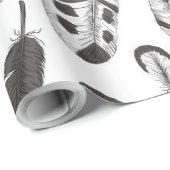 patroon van zwarte en witte veren cadeaupapier (Rol Hoek)