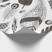 patroon van zwarte en witte veren cadeaupapier (Hoek)