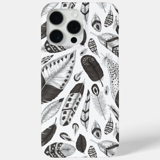 patroon van zwarte en witte veren Case-Mate iPhone case (Achterkant)
