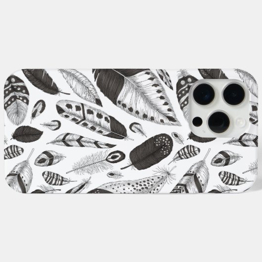 patroon van zwarte en witte veren Case-Mate iPhone case (Achterkant (horizontaal))
