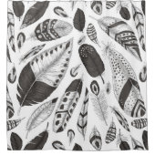 patroon van zwarte en witte veren douchegordijn (Voorkant)