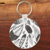 patroon van zwarte en witte veren sleutelhanger (Voorkant)