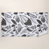 patroon van zwarte en witte veren strandlaken (Voorkant)