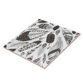 patroon van zwarte en witte veren tegeltje (Zijkant)