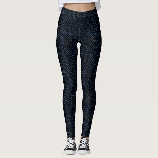 Patroon van Zwarte Vierkanten Leggings (Voorkant)