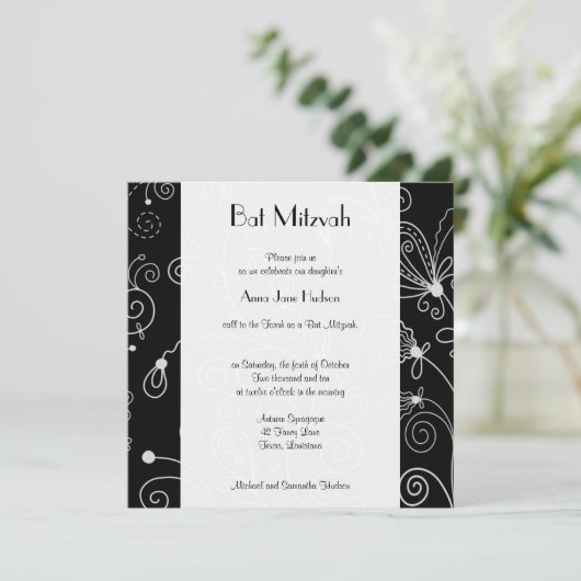 patroon van zwendel, wervelpatroon, BBT Mitzvah Kaart (Staand voorkant)