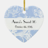 patroon van zwenkbrauwen, zwemblak, blauw, zoet 16 keramisch ornament (Voorkant)