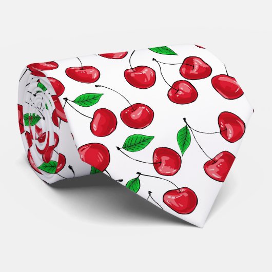 patroon verse kersen stropdas (Opgerold)