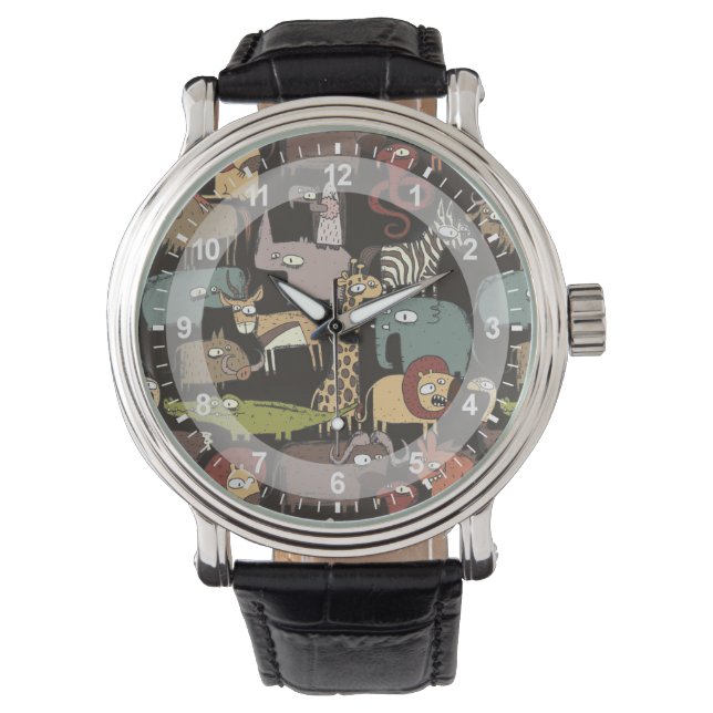 Patroon voor Afrikaanse dieren Horloge (Voorkant)